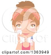 Poster, Art Print Of Dirty Blond Caucasian Woman Cleansing Her Face