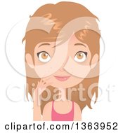 Clipart Of A Dirty Blond Caucasian Woman Touching Her Face Royalty Free Vector Illustration by Melisende Vector