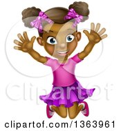 Cartoon Happy Excited Black Girl Jumping