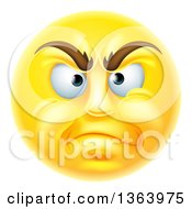 Poster, Art Print Of 3d Disapproving Yellow Male Smiley Emoji Emoticon Face