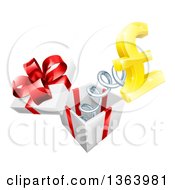Poster, Art Print Of 3d Golden Pound Currency Symbol Popping Out Of A Gift Box