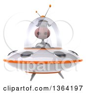 Clipart Of A 3d Cow Flying A Ufo On A White Background Royalty Free Illustration