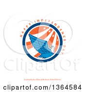 Poster, Art Print Of Bald Eagle Circle With Happy Independence Day Land Of The Free Home Of The Brave United Forever Text On White