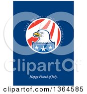 Poster, Art Print Of Bald Eagle Circle With Stand Together United For Americas Day Happy Fourth Of July Text On Blue