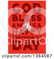Poster, Art Print Of Bald Eagle Shield With God Bless America Happy Independence Day Text On Red