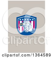 Poster, Art Print Of Bald Eagle Shield With God Bless America Happy Independence Day Text On Taupe
