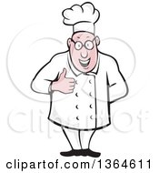 Clipart Of A Cartoon Happy Chubby White Male Chef Giving A Thumb Up Royalty Free Vector Illustration