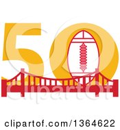 Retro Super Bowl 50 Sports Design With A Football Over The Golden Gate Bridge