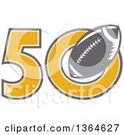 Poster, Art Print Of Retro Super Bowl 50 Sports Design With A Gray Football