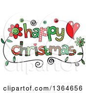 Poster, Art Print Of Colorful Sketched Happy Christmas Word Art