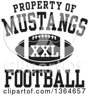 Poster, Art Print Of Black And White Property Of Mustangs Football Xxl Design