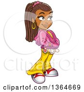 Clipart Of A Cartoon Casual Black Girl Looking Skeptical Royalty Free Vector Illustration by Clip Art Mascots #COLLC1364669-0189