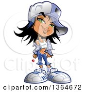 Poster, Art Print Of Cartoon Tough Urban Gang Banger Chick Holding A Lolipop