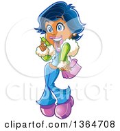 Cartoon Excited Black Woman Gossiping On A Cell Phone