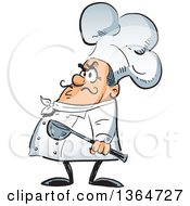 Clipart Of A Cartoon Angry Chubby Male Chef Holding A Ladle Royalty Free Vector Illustration