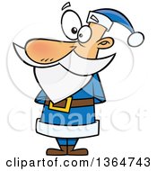 Cartoon Clipart Of A Christmas Santa Claus Standing In A Blue Suit Royalty Free Vector Illustration