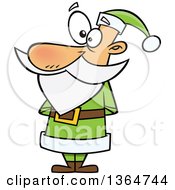 Cartoon Clipart Of A Christmas Santa Claus Standing In A Green Suit Royalty Free Vector Illustration