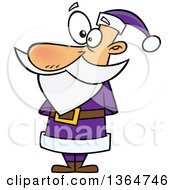 Cartoon Clipart Of A Christmas Santa Claus Standing In A Purple Suit Royalty Free Vector Illustration