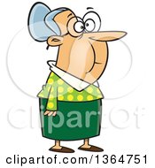 Cartoon Clipart Of A Caucasian Senior Woman Standing And Waiting Royalty Free Vector Illustration by toonaday