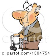 Poster, Art Print Of Happy Old Caucasian Man Using A Walker To Get Around
