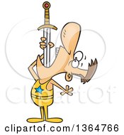 Cartoon Clipart Of A Caucasian Circus Entertainer Man Swallowing A Sword Royalty Free Vector Illustration