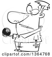 Cartoon Clipart Of A Black And White Man Holding An Eight Ball Royalty Free Vector Illustration by toonaday