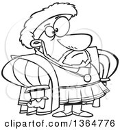 Cartoon Clipart Of A Black And White King Henry Standing And Facing Slightly Right Royalty Free Vector Illustration