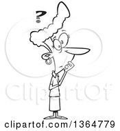 Cartoon Clipart Of A Black And White Questioning And Thinking Woman Royalty Free Vector Illustration