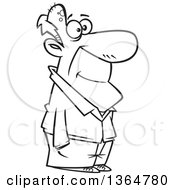 Cartoon Clipart Of A Black And White Happy Senior Man Standing With His Hands In His Pockets Royalty Free Vector Illustration by toonaday