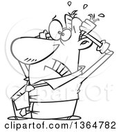 Cartoon Clipart Of A Black And White Stressed Man Ripping His Hair Out Royalty Free Vector Illustration