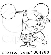 Cartoon Clipart Of A Black And White Strongman Entertainer Holding A Barbell Over His Head Royalty Free Vector Illustration