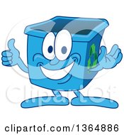 Cartoon Blue Recycle Bin Mascot Giving A Thumb Up