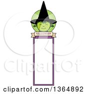 Clipart Of A Green Halloween Witch Girl Bookmark Royalty Free Vector Illustration