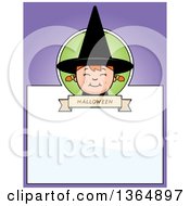 Poster, Art Print Of Halloween Witch Girl Page Design With Text Space On Purple