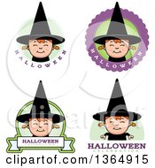 Clipart Of Halloween Witch Girl Badges Royalty Free Vector Illustration