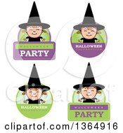 Clipart Of Halloween Witch Girl Badges Royalty Free Vector Illustration