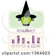 Poster, Art Print Of Green Halloween Witch Girl Holiday Schedule Design