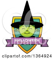 Clipart Of A Green Halloween Witch Girl Halloween Celebration Shield Royalty Free Vector Illustration
