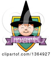 Clipart Of A Halloween Witch Girl Halloween Celebration Shield Royalty Free Vector Illustration