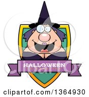 Clipart Of A Chubby Halloween Witch Woman Halloween Celebration Shield Royalty Free Vector Illustration