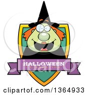 Clipart Of A Green Halloween Witch Woman Halloween Celebration Shield Royalty Free Vector Illustration