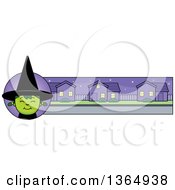 Poster, Art Print Of Green Halloween Witch Girl Banner Or Border