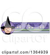 Poster, Art Print Of Halloween Witch Girl Banner Or Border