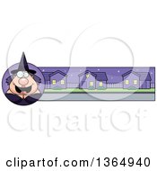 Poster, Art Print Of Chubby Halloween Witch Woman Banner Or Border