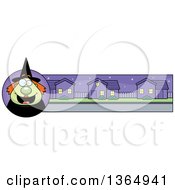 Poster, Art Print Of Green Halloween Witch Woman Banner Or Border