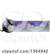 Poster, Art Print Of Halloween Ugly Warty Witch Banner Or Border
