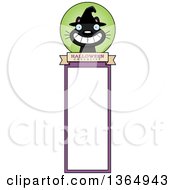 Clipart Of A Grinning Black Halloween Witch Cat Bookmark Royalty Free Vector Illustration