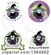Poster, Art Print Of Black Halloween Witch Cat Badges