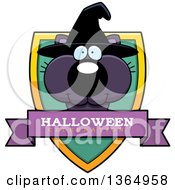 Clipart Of A Black Halloween Witch Cat Halloween Celebration Shield Royalty Free Vector Illustration
