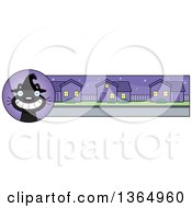 Poster, Art Print Of Grinning Black Halloween Witch Cat Banner Or Border